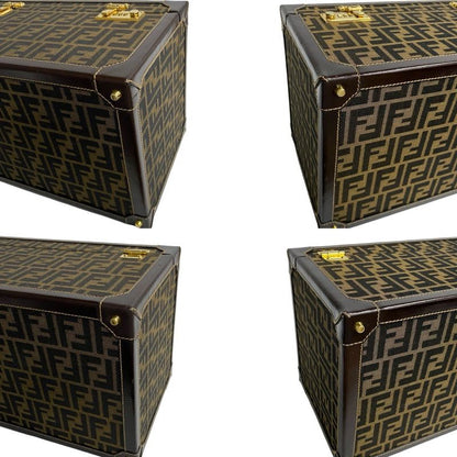Fendi Zucca FF Pattern Canvas Leather Handbag Vanity