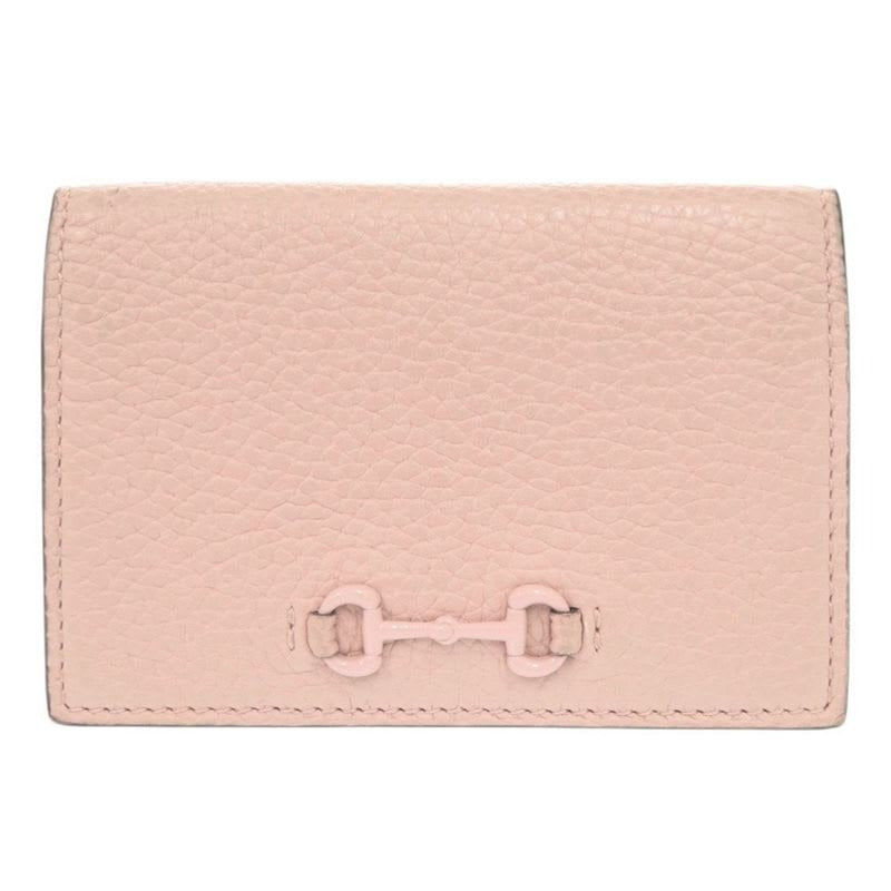 Gucci Horsebit Leather Pink Card Case Business Holder 0069