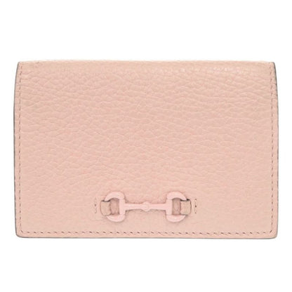 Gucci Horsebit Leather Pink Card Case Business Holder 0069