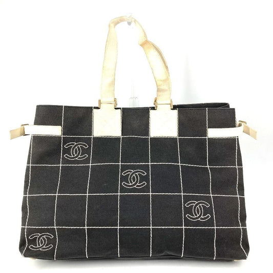 Chanel Shoulder Bag CC Logo Canvas Black