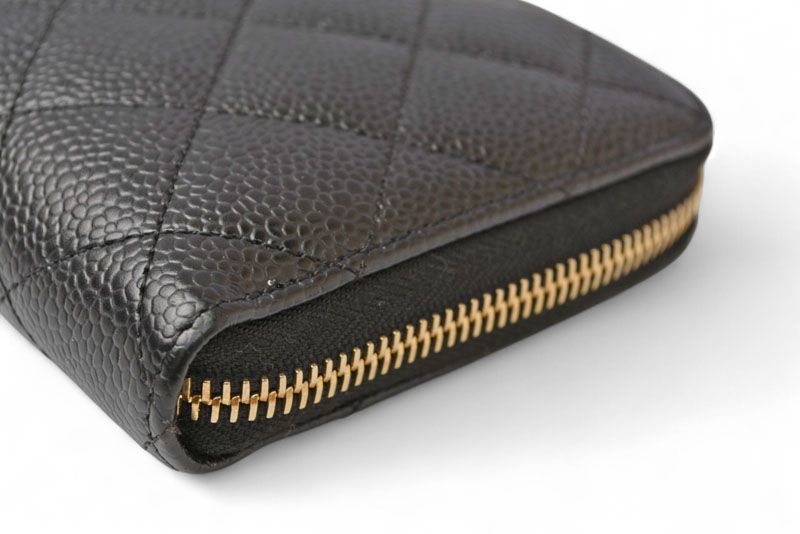 Chanel Wallet Chanel Long Wallet Matelasse Caviar Skin A50097 Black Gold