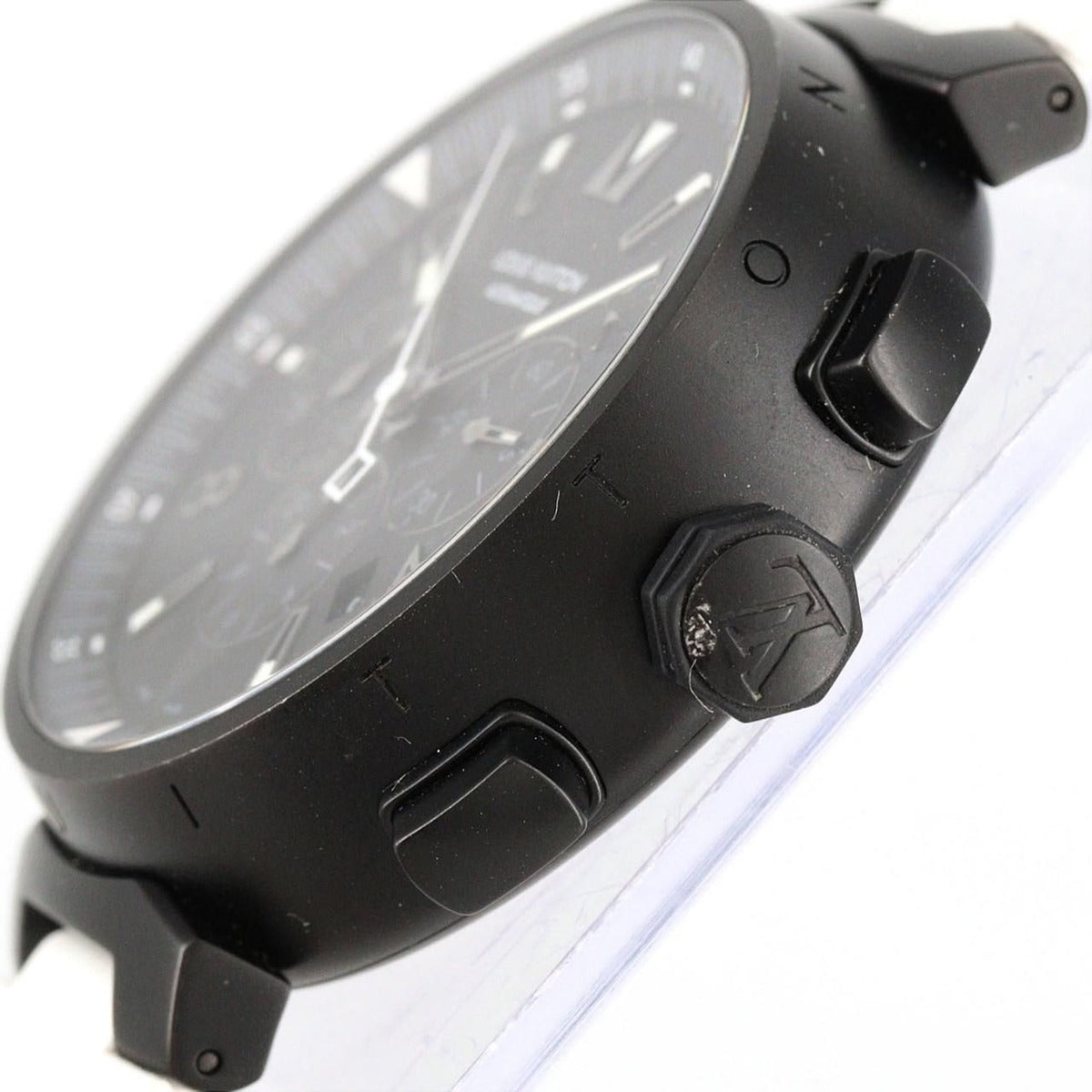 Louis Vuitton Tambour Black Chronograph SS Bracelet — view 3