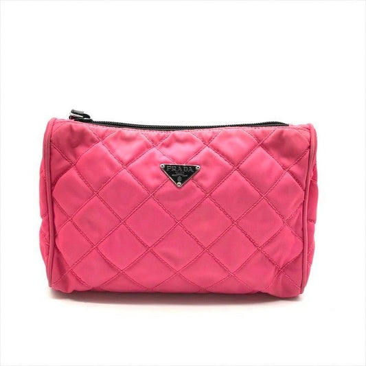 Prada Nylon Tessuto Quilted Pouch Case Pink