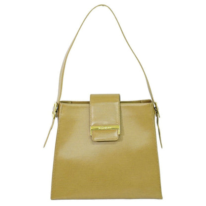 Saint Laurent Yves YSL Embossed Leather Shoulder Bag Beige