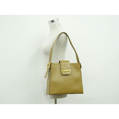 Saint Laurent Yves YSL Embossed Leather Shoulder Bag Beige — view 6