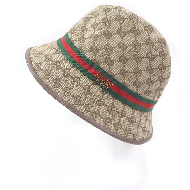 Gucci Palace Gucci Palace 726133 GG Canvas Webline Bucket Hat Beige M/58cm