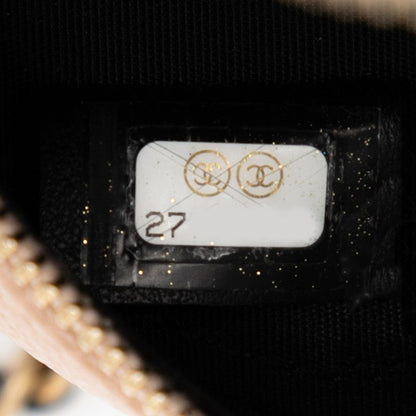 Chanel Matelasse CC Filigree Chain Shoulder Bag Beige Black Caviar Skin Women