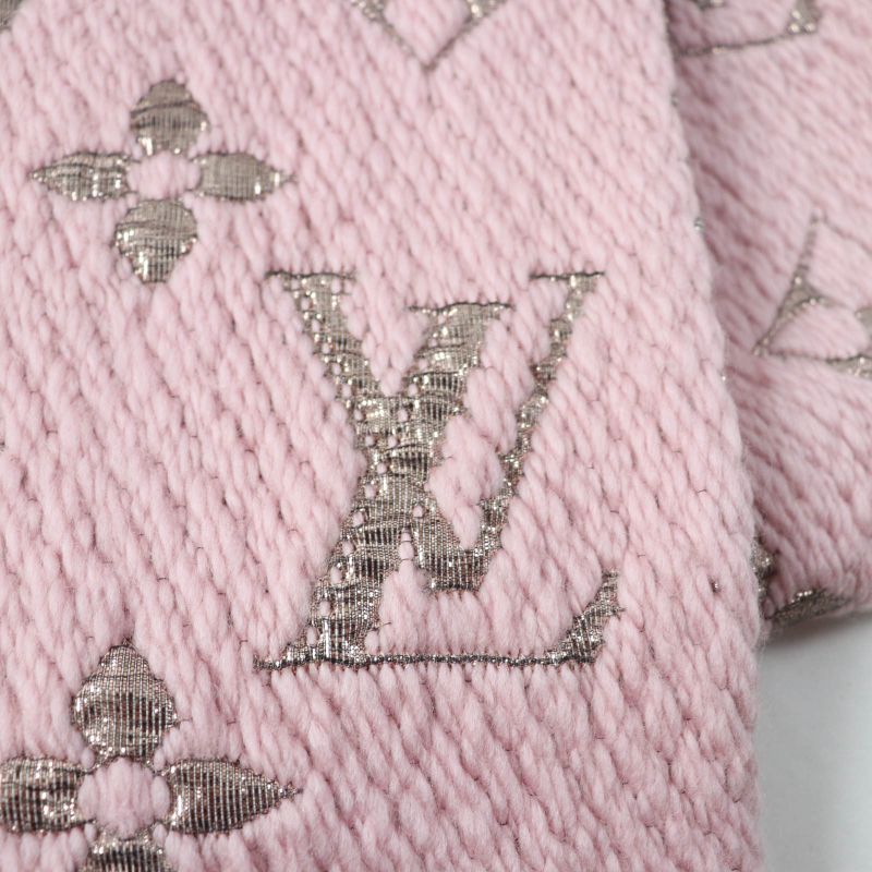 Louis Vuitton 19 M70466 Echarpe Logomania Shine Silk Blend Rose Ballerine