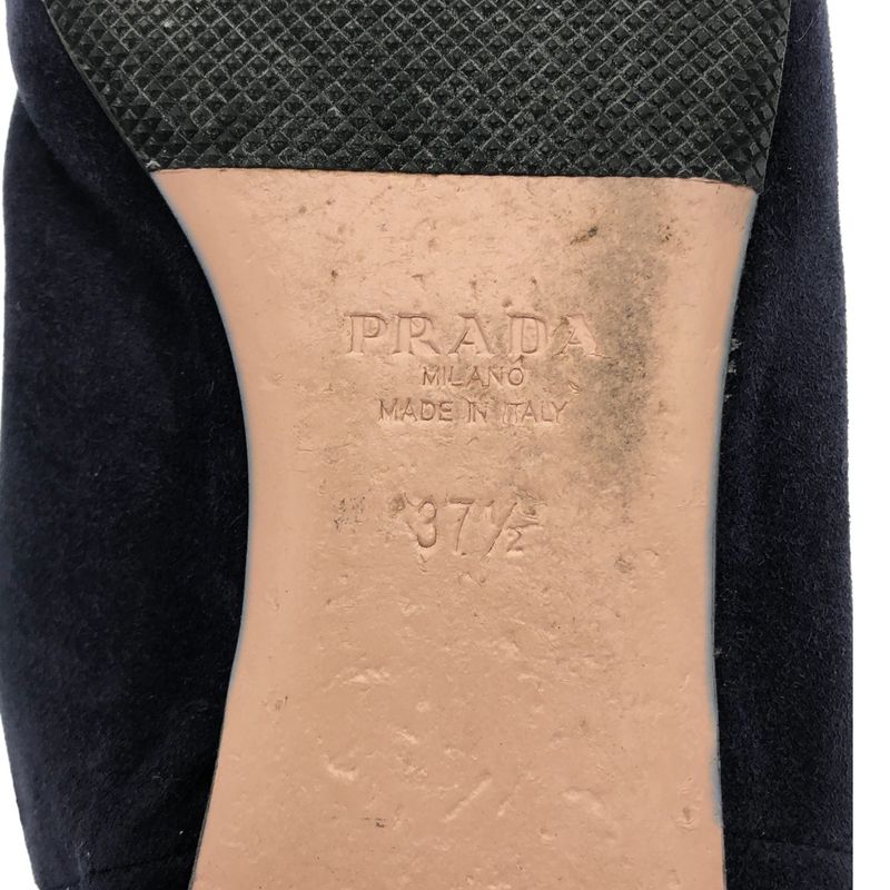 Prada Pointed Toe Suede Flat Shoes 1s574h Navy 37 1 2