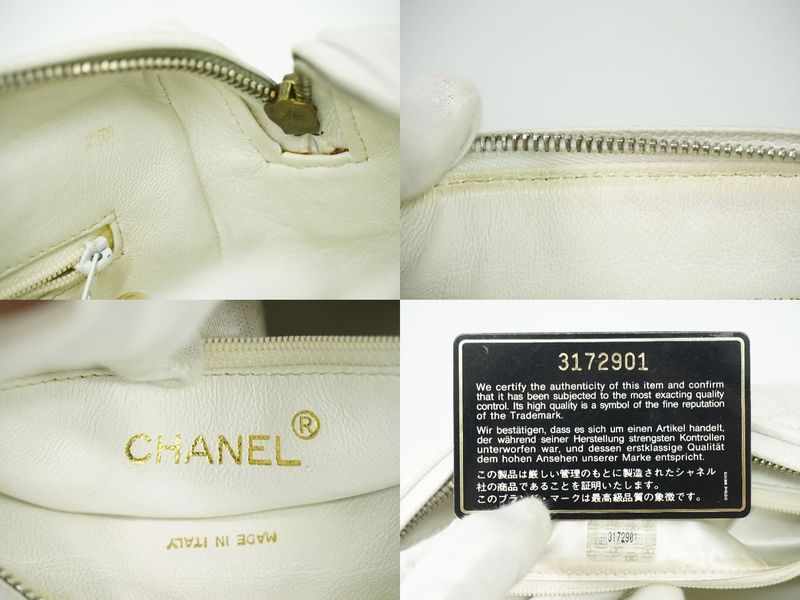 Authentic Chanel Coco Mark Matelasse Chain Shoulder Bag Pochette Caviar Skin