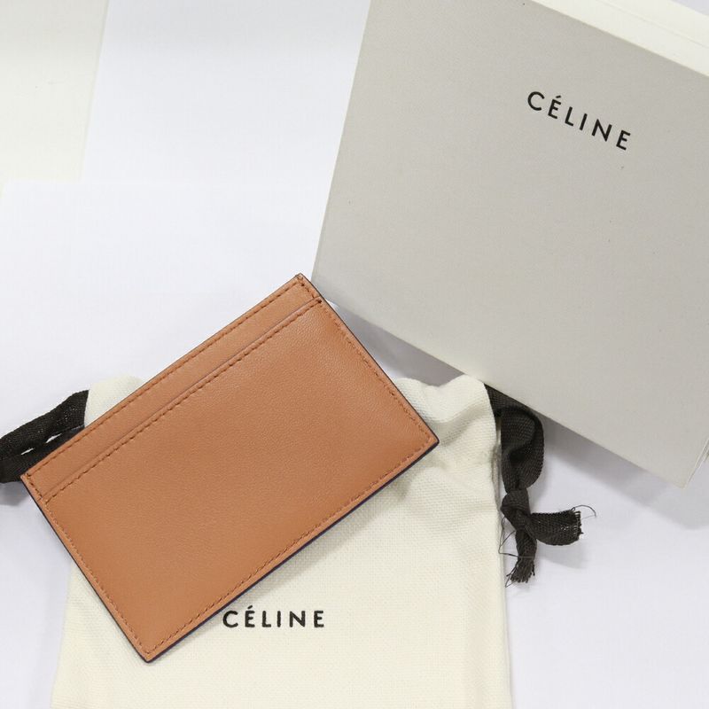 Celine Card Case Pass Case Card Holder Calf Indigo X Tan 1001123xt107il