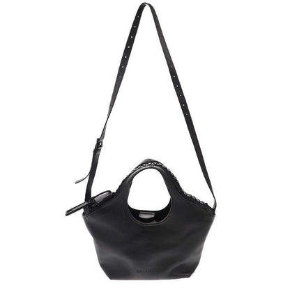 Balenciaga MEGA ZIP Leather Shoulder Bag Black