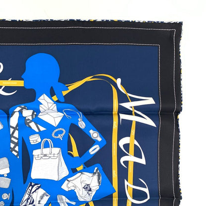 Hermes Carre 70 Monsieur ET Madame Monsieur & Madame Navy Scarf