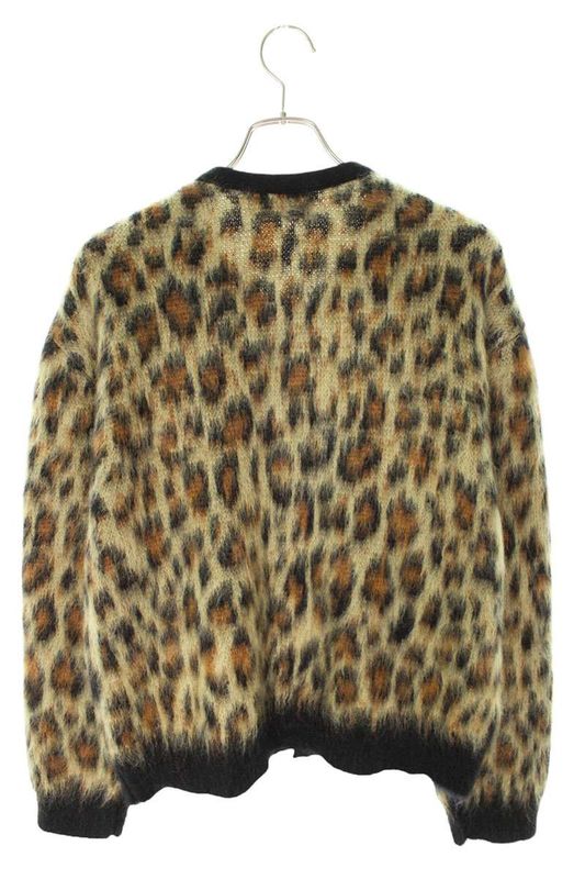 Celine 24AW Rv00q0zq7 Leopard Allover Brushed Mohair Cardigan Men's L