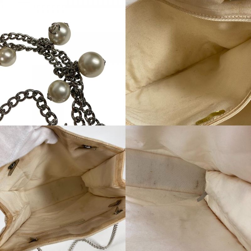 Chanel Shoulder Bag Ginza Limited Logo CC Coco Mark Logo Leather / Canvas White