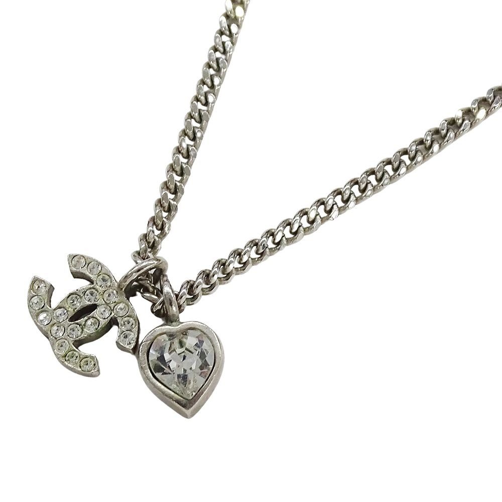 Chanel Necklace Metal Line Stone CC Logo