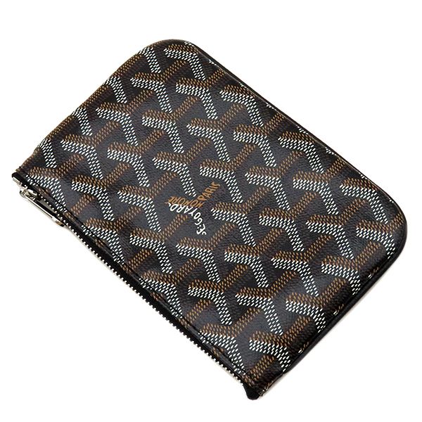 Goyard Pouch Senna Goyard Ine Canvas Black Silver Hardware Black Herringbone