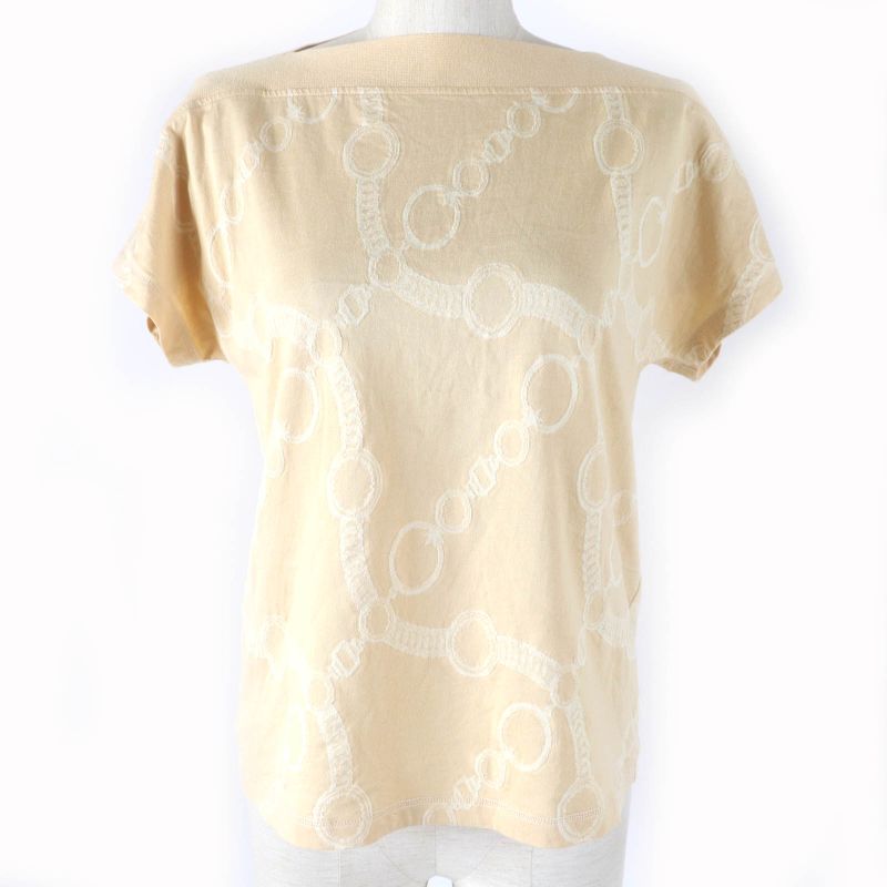 Hermes 22SS 2e4607dz 100% Cotton Short Sleeve T-shirt Top Beige 36 Made In