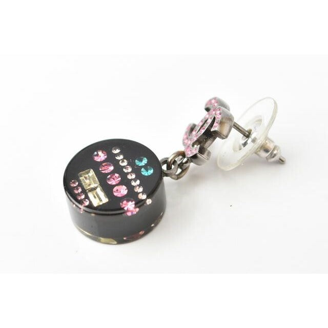 Chanel CC Coco Mark Circle Rhinestone Multicolor Rose Black — view 3