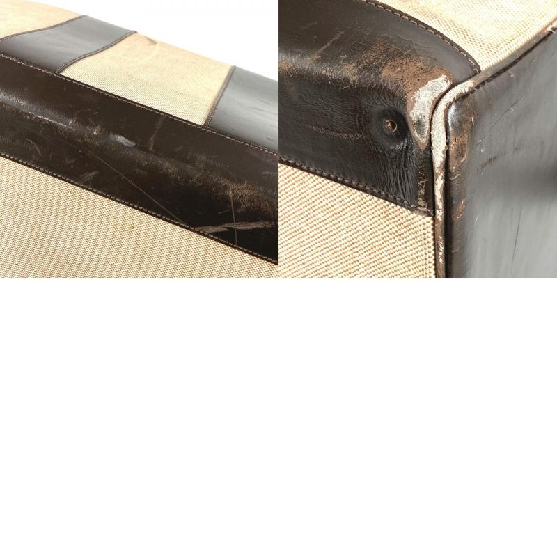 Hermes Boston Bag Leather / Canvas Beige