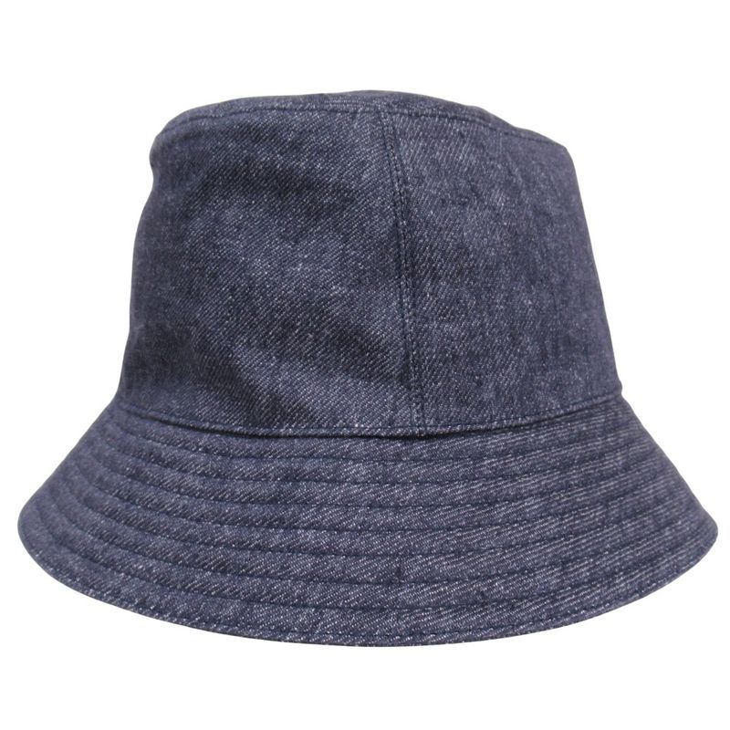 Hermes Denim Eden Bucket Hat Linen Serie Logo Silver Hardware Size 56 Indigo