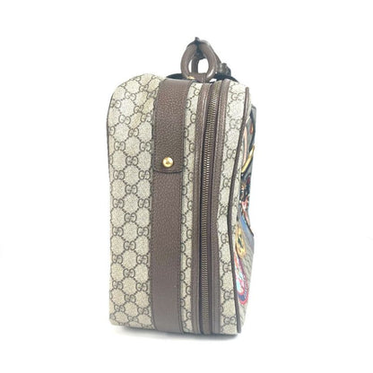 Gucci Boston Bag Angry Cat Snake Patch 424501 GG Supreme Canvas Beige
