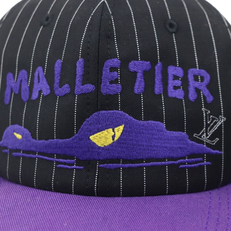 Louis Vuitton Mp3407 Casket Croco Malletier Hat Baseball Cap Black Purple Gold