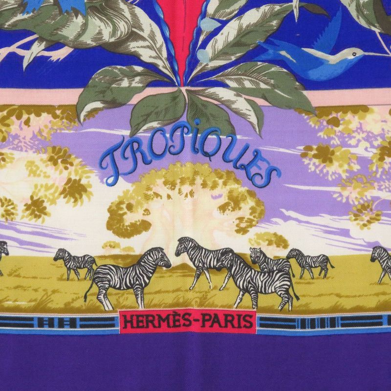 Hermes Carré 140 Tropiques Cashmere Silk Multicolor Scarf 0823 Hermes