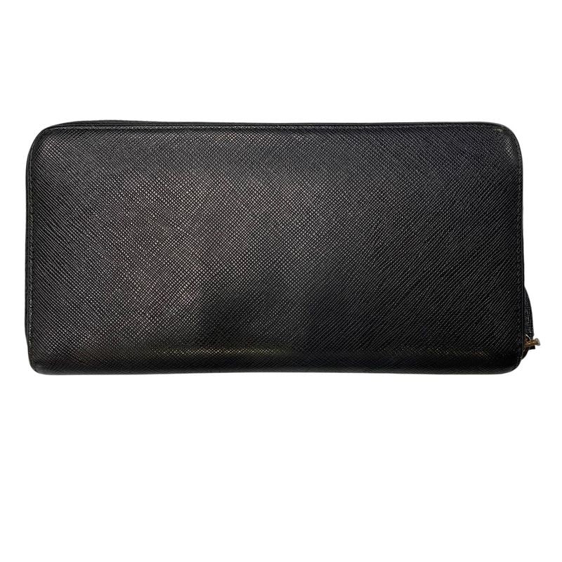 3347 Prada Saffiano Metal Saffiano Metal Round Zipper Long Wallet 1ml506 Black