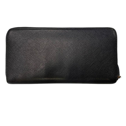 3347 Prada Saffiano Metal Saffiano Metal Round Zipper Long Wallet 1ml506 Black