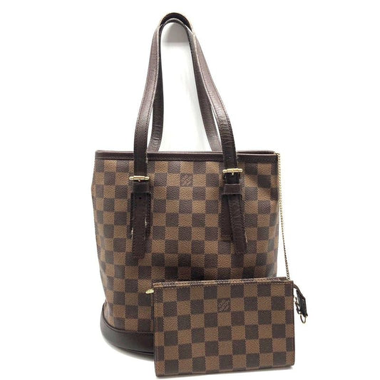 Louis Vuitton Damier Marais N42240 Tote Bag with Pouch Ladies Brown Used 006238