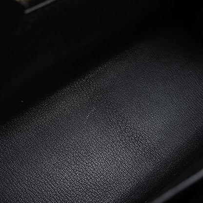 Hermes 2-Way Bag Kelly 28 Outer Stitch Box Calf Black Gold Hardware Black