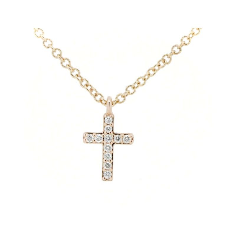Tiffany & Co Metro Cross Diamond Necklace 18K Pink