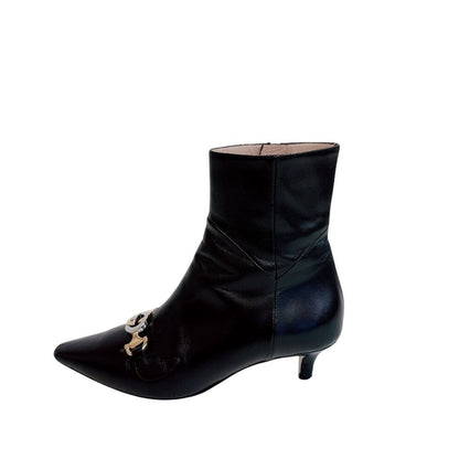 Gucci Short Boots Interlocking Zumi Leather Black