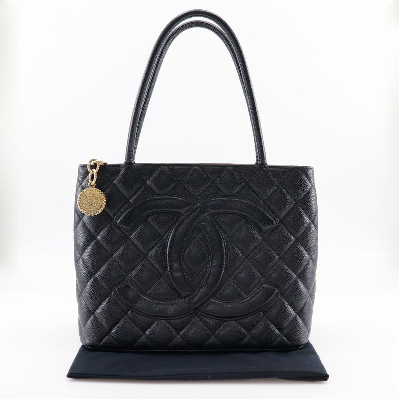 Chanel Reprint Tote A01804 Caviar Skin Black Ladies Tote Bag