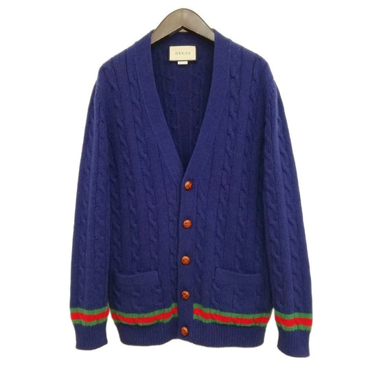 Gucci Cashmere Wool Cable Knit Cardigan Sherry