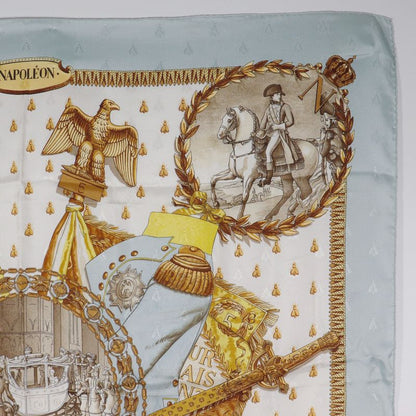 Hermes Carre 90 Napoleon Bee Silk Light Blue Women's Scarf