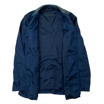 Prada Nylon Leather Different Jacket Navy Green — view 2
