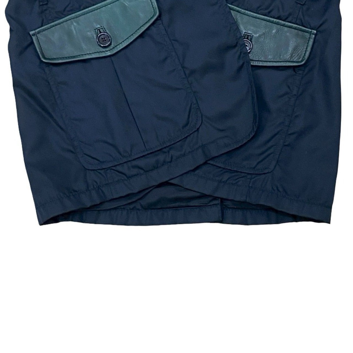 Prada Nylon Leather Different Jacket Navy Green — view 6