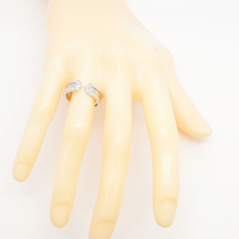 Cartier Ring C2 18K White Gold White Togo Old Diamond #55 Men Women Unisex