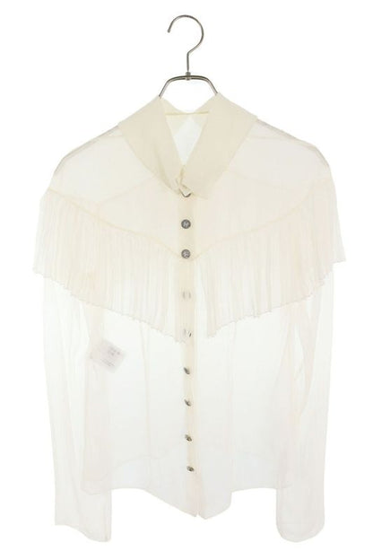 Chanel 21AW P71100v40206 Frilled Silk Sheer Blouse Women 36