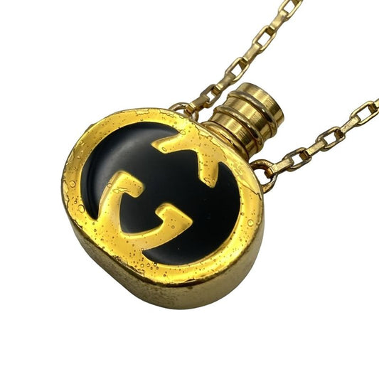 Gucci Necklace Interlocking G Gold And Black Perfume Bottle/not Openable
