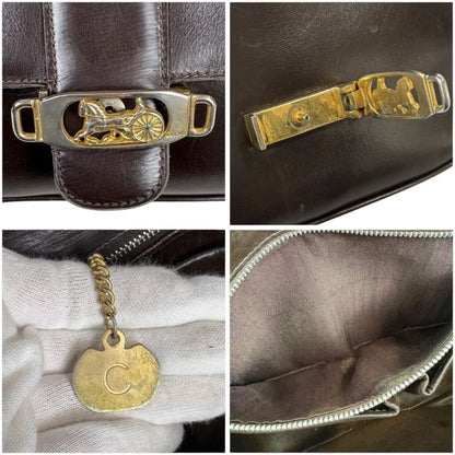 Celine Mini Shoulder Bag Dark Brown Leather Horse Carriage Hardware Horse