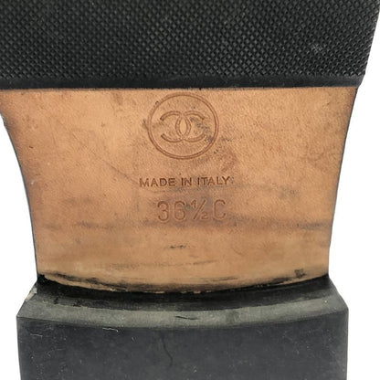 Chanel - Suede Coco Mark Side Zip Boots - 36 1 2 - Black - Women's