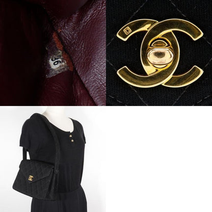 Chanel Matelasse Coco Mark Cotton Black Women's Shoulder Bag