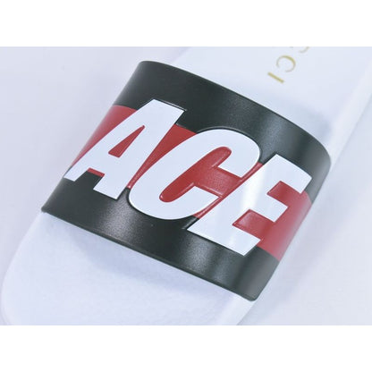 Gucci Palace Logo Sherry Line Sandals 39 Rubber White Khaki Red — view 4