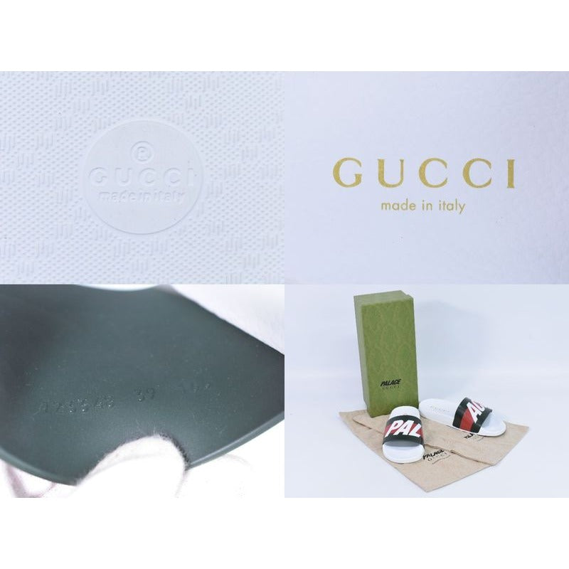 Gucci Palace Logo Sherry Line Sandals 39 Rubber White Khaki Red — view 9