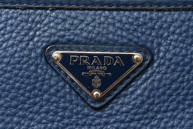 Prada Shoulder Bag Prada Cross Body Bag Vitello Daino Deerskin Navy Triangle
