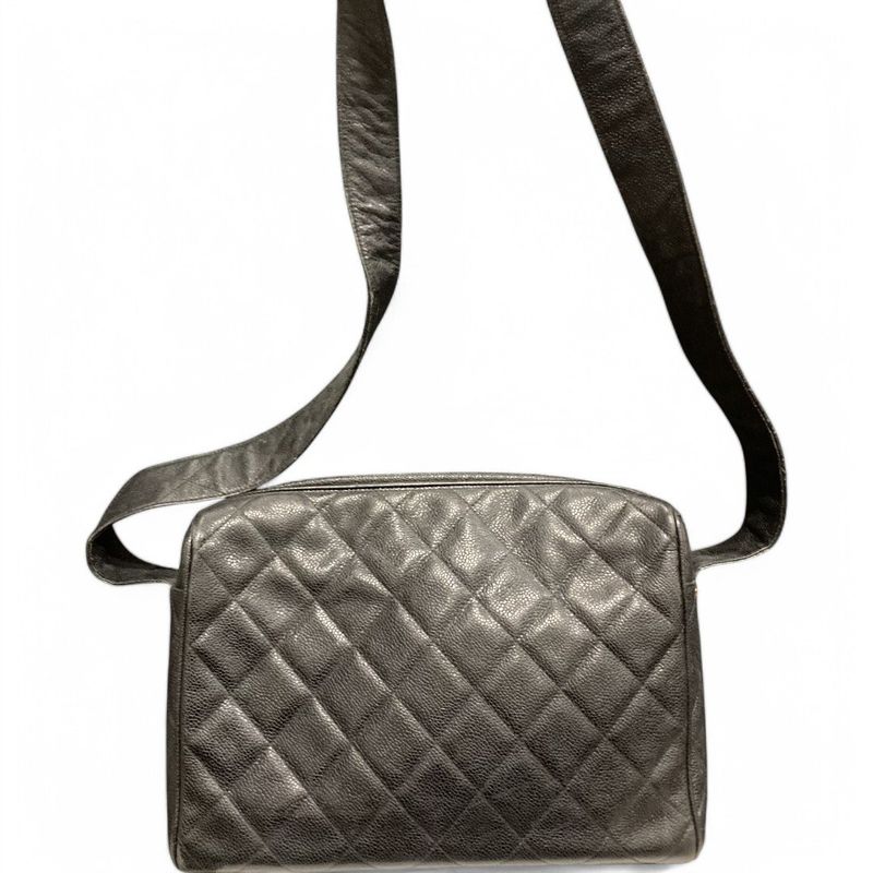 Chanel ⑤ 3172950 90s Caviar Skin Flap Pocket Shoulder Bag Women Black 22 X 29 X