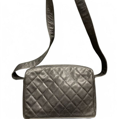 Chanel ⑤ 3172950 90s Caviar Skin Flap Pocket Shoulder Bag Women Black 22 X 29 X